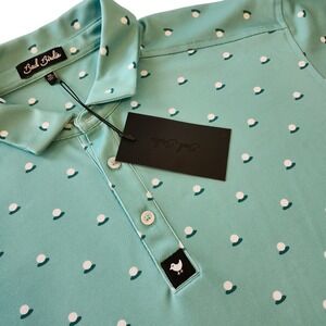 NWT Bad Birdie Aim Point Golf Balls Dusty Jade Teal Pique Polo Shirt Men's XXL